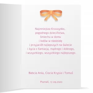personalizowana kartka z życzeniami dla dziewczynki i nadrukiem personalizacji