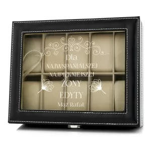 szkatułka z grawerem z dedykacją dla najwspanialszej żony do przechowywania zegarków