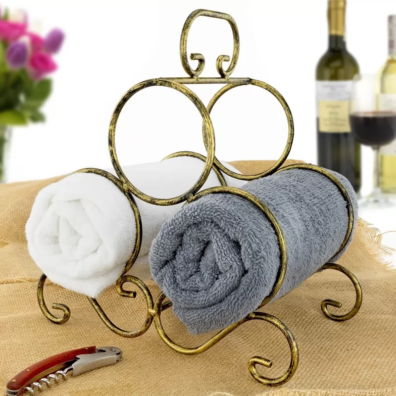 stojak na 3 wina z ręcznikami