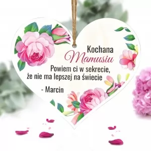 tabliczka w kształcie serca z napisem kochana mamusiu i z możliwością nadruku imienia