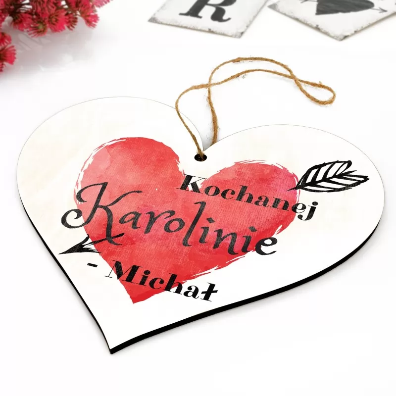 tabliczka do zawieszenia w kształcie serca z nadrukiem napisu kochanej dziewczynie