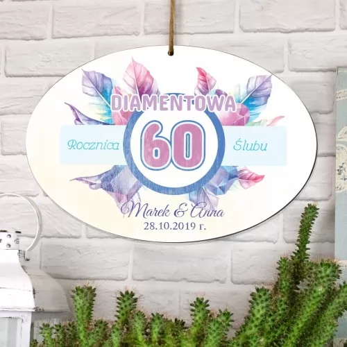 Tabliczka z dedykacją na prezent na 60 rocznicę ślubu - Diamenty
