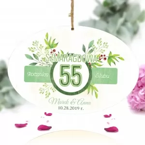  tabliczka z nadrukiem kolorowej dedykacji na prezent na 55 rocznicę ślubu dla rodziców