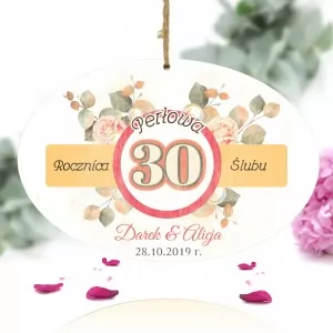  tabliczka z nadrukiem kolorowej dedykacji na prezent na 30 rocznicę ślubu rodziców