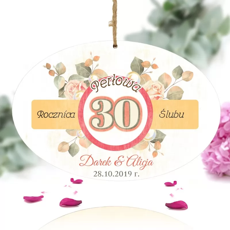  tabliczka z nadrukiem kolorowej dedykacji na prezent na 30 rocznicę ślubu rodziców