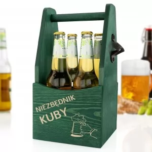 drewniana skrzynka na piwo z otwieraczem na prezent dla piwosza