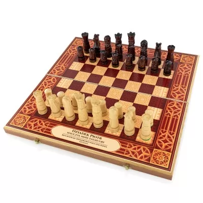 Eleganckie szachy drewniane dla dziadka - Mistrz Gry