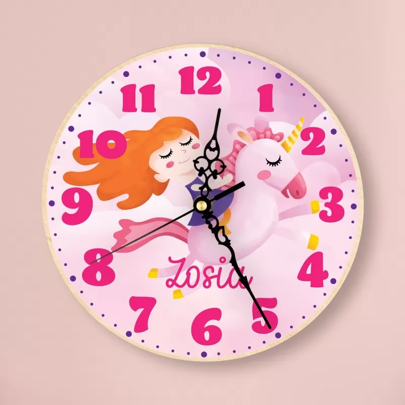 zegar z kolorowym nadrukiem na prezent dla dziewczynki