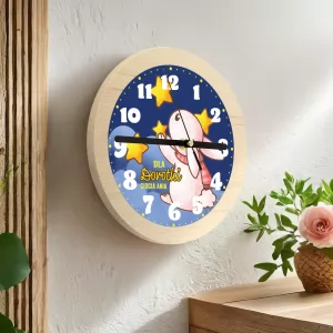 drewniany zegar dla dziecka