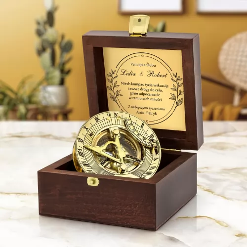 Mosiężny kompas z grawerem na prezent na ślub - Kompas Życia