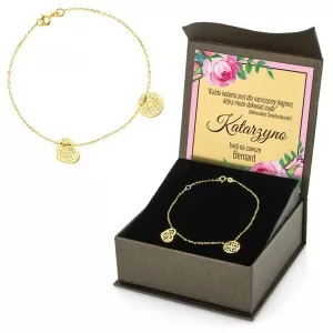 bransoletka ze złota z personalizacją na prezent dla kobiety