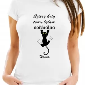 koszulka z nadrukiem  personalizacji na prezent dla córki miłośniczki kotów