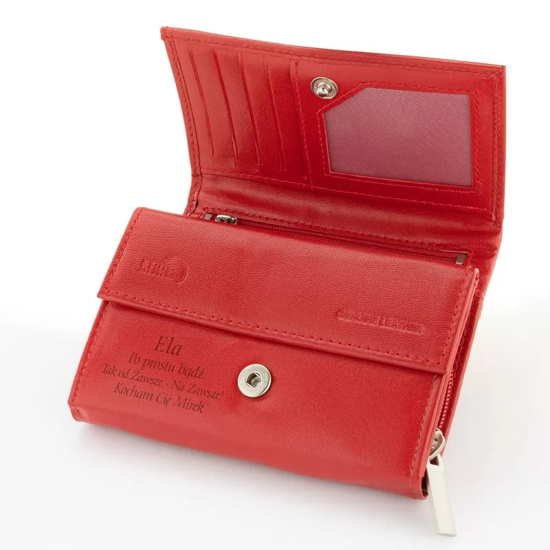 czerwony portfel cavaldi z grawerem dla ukochanej