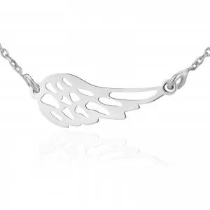 srebrny ażurowy naszyjnik z zawieszką w kształcie skrzydła anioła na prezent dla narzeczonej na święta